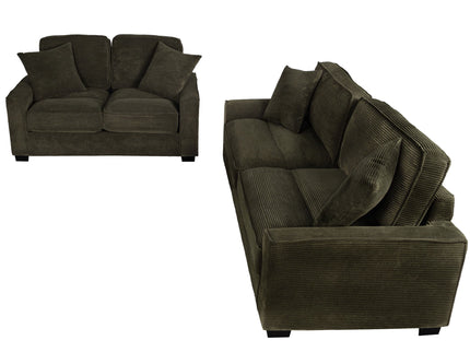Sofa & Loveseat 2 Piece Set With Accent Pillows - Forest Green