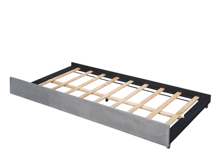 Upholstered Daybed Sofa Bed With Trundle Bed And Wood Slat