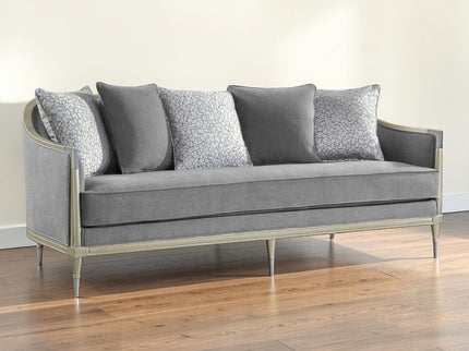 Fernando - Sofa With 5 Pillows - Champagne / Gray