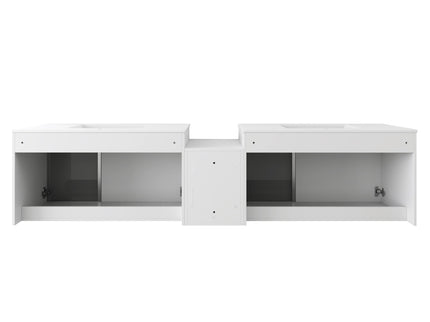 Wall Mounted Bathroom Vanity With Sink, Soft Close Doors, Cabinet & Half Door