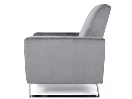 Bolt - Upholstered Recliner Chair With Stainless Steel Base - Gray / Chrome