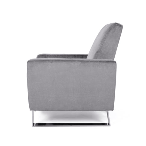 Bolt - Upholstered Recliner Chair With Stainless Steel Base - Gray / Chrome