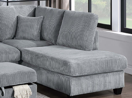 Contemporary Sectional Set With Right Arm Chaise, Left Arm Sofa With USB Port, Storage Ottoman
