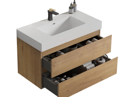 Alice - Bathroom Vanity With Sink, Large Storage Wall Mounted Floating Bathroom Vanity For Modern Bathroom