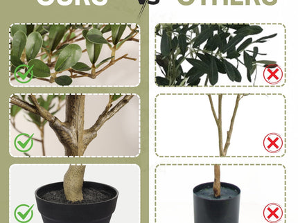 7Ft Artificial Olive Tree With Pot, Realistic Tall Fake Plant For Indoor Decoration - Green Leaves