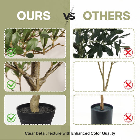7Ft Artificial Olive Tree With Pot, Realistic Tall Fake Plant For Indoor Decoration - Green Leaves