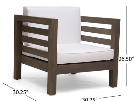 Outdoor Acacia Wood Patio Chair With Fabric Cushion