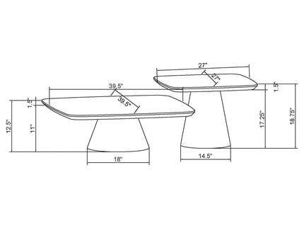 Duncan - 2 Piece Coffee Table Set With Sculpted Bases - Walnut