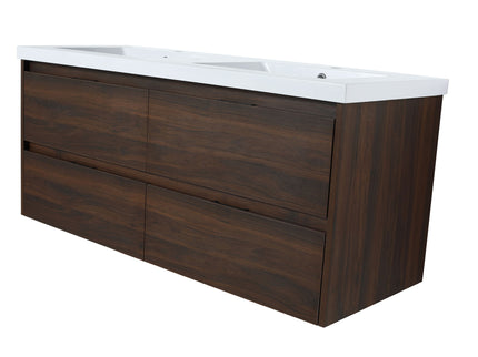 Modern Floating Bathroom Vanity With Dual Resin Sink, Soft Close Drawers