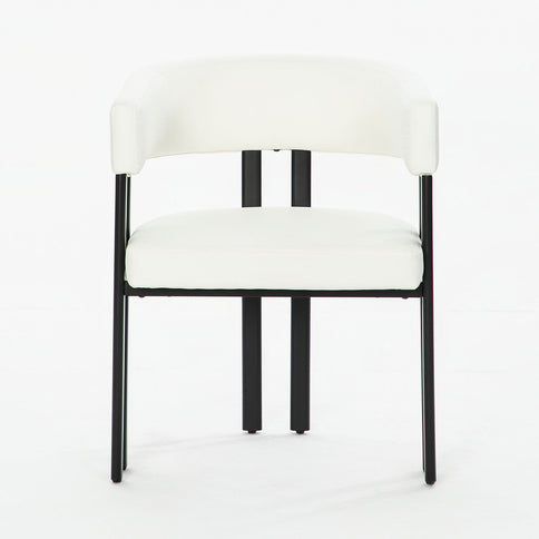 Modern Dining Upholstered Barrel Chair With Curved Back And Armrests
