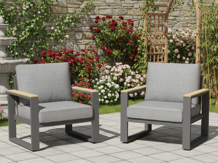 All-Weather Patio Armchairs With Thick Cushions (Set of 2)