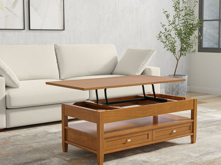 Warm Shaker - Lift Top Coffee Table With Hidden Storage And Lift Top Functionality - Brown