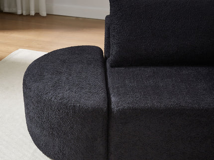 V - Shaped Modular Sofa Set & 3 Pillows And 2 Curved Ottomans For Living Rooms - Black