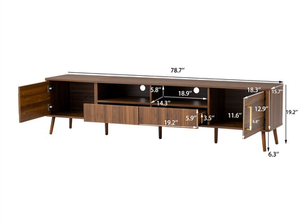 TV Stand For TVs Up To 85" With Soft-Close Doors, Open Shelf, Cable Management - Walnut