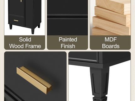 Bathroom Vanity With Sink, Deep Drawer And Pull Out Basket, Rectangular Design - Black