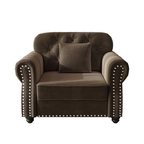 Upholstered Sofa With Nailhead Trim And Rolled Armrests