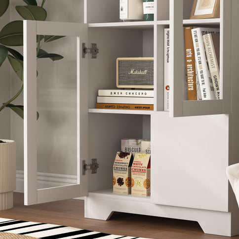 Modern Cabinet With Glass Doors And Drawer