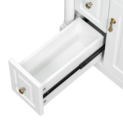 Freestanding Bathroom Vanity With Sink, Adjustable Shelf & Flip Drawer