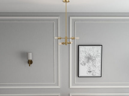 Trellis - 4 Lights Modern Gold Chandelier Vintage Pendant Fixture For Living Room - Clear / Gold