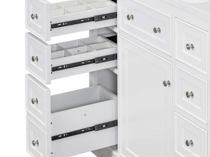 Modern Bathroom Vanity Base Only With 1 Cabinet And 6 Drawers