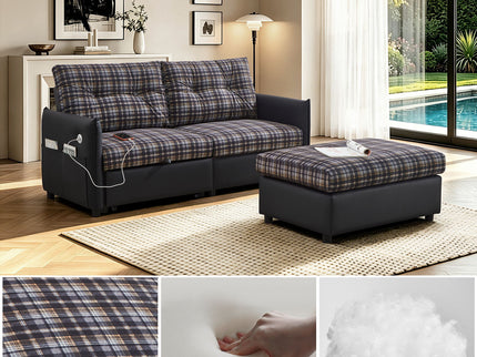 Sleeper Sofa, Expandable Sectional With Ottoman For Living Room