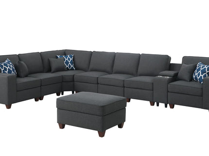 Hannah - Sectional Sofa With Ottoman - Dark Gray