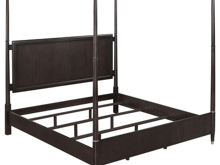 Niguel - Queen Size 4 Poster Bed With Finials, Floating Headboard - Brown