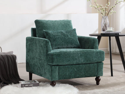 Modern Mid Century Wood Frame Armchair With Tufted Design