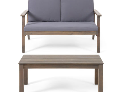 Avacyn - Outdoor Loveseat And Coffee Table Set With Cushions - Dark Gray