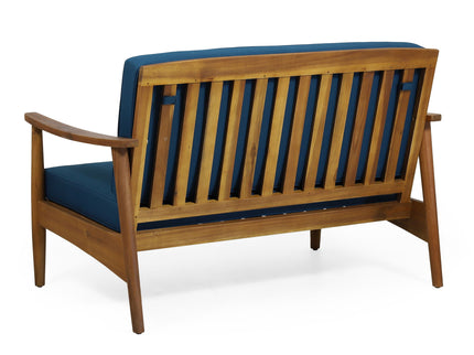 Outdoor Acacia Wood Loveseat Set With Coffee Table