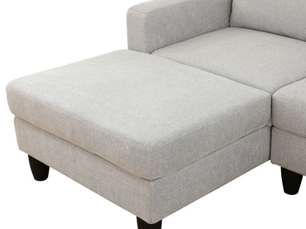 2 Piece L - Shaped Left Chaise Sectional Sofa With Ottoman, Living Room Furniture - White / Gray