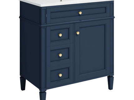 Bathroom Vanity With Medicine Cabinet, Royal Mirror Cabinet, Modern Bathroom Storage Cabinet With 2 Soft Closing Doors And 4 Drawers