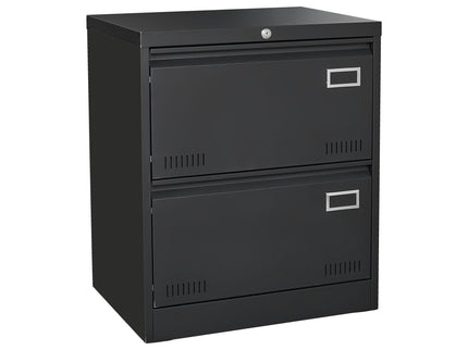 2 Drawer Metal Lateral File Cabinet With Lock, Office Vertical Files Cabinet For Home Office, Locking Metal File Cabinet - Black