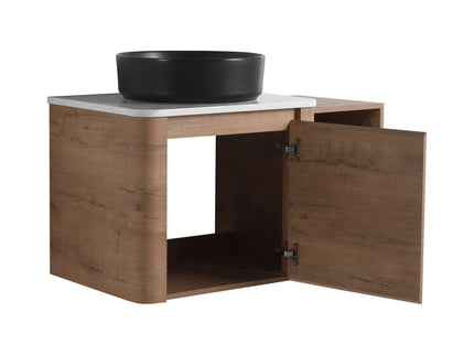 Wall Mounted Bathroom Vanity With Art Sink, 1 Storage Shelf, 2 Soft Close Doors