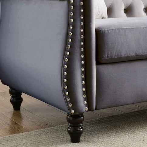 Chesterfield Sofa With Rolled Arms And Nailhead Trim