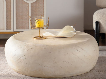 Round Coffee Table With Smooth Texture For Living Room - Light Beige