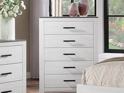 1 Piece Chest 2 Tone Sleek Bar Bedroom Furniture - White