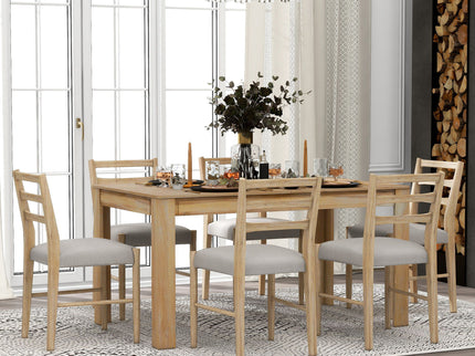 7 Piece Dining Set With Extendable Table, 2 Drawers & 6 Upholstered Chairs