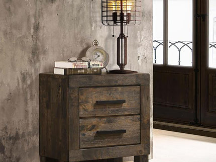2 Drawer Nightstand - Brown Wood