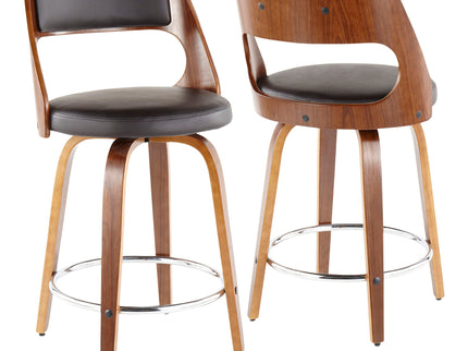 Cecina - Mid-Century Modern Fixed Height Counter Stool With Swivel And Round Footrest (Set of 2)