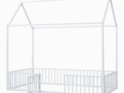 Metal House Bed With Fence And Door