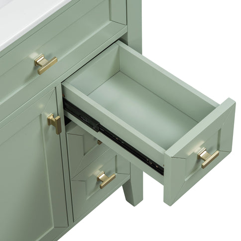 Bathroom Vanity With Sink, 3 Drawers & Cabinet With 2 Tier Door Storage Rack, Soft Close Doors & Drawers