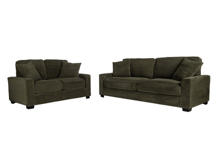 Sofa & Loveseat 2 Piece Set With Accent Pillows - Forest Green