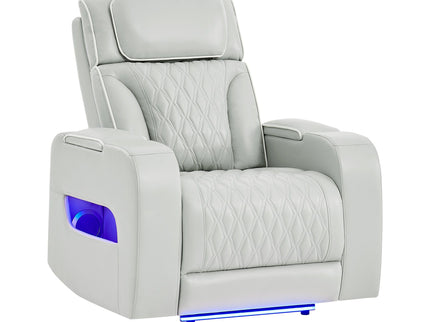 Julian - Power Recliner With Power Headrest And LED Lighting - Silver
