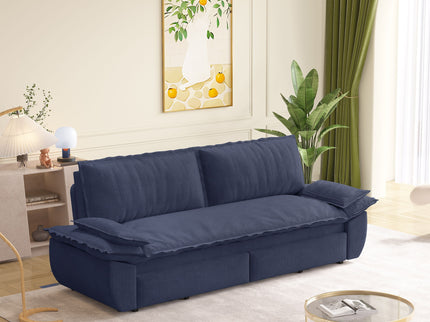 Queen Pull Out 3 In 1 Convertible Sleeper Sofa Bed - Blue