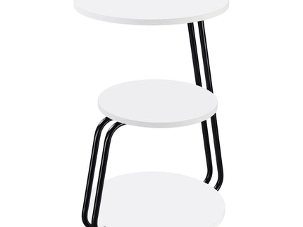 Dixon - 3 Tier Round Accent Side Table With Slim Legs - White / Black