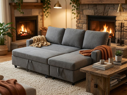L - Shaped Convertible Sofa Bed With Storage Chaise