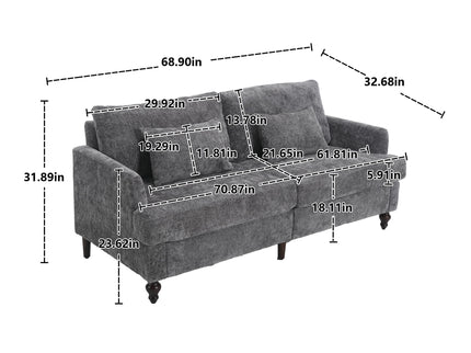 Mid Century Modern Fabric Loveseat Sofa, 2 Seat Upholstered Couch