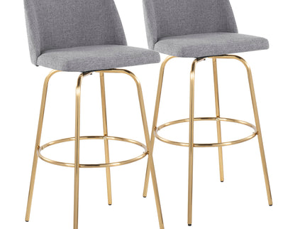 Toriano - Contemporary Fixed Height Barstool With Swivel And Round Footrest (Set of 2)