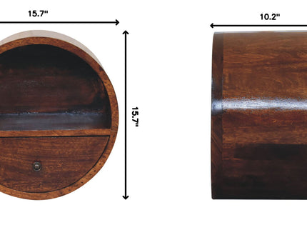 Floating Circle Bedside Table - Chestnut